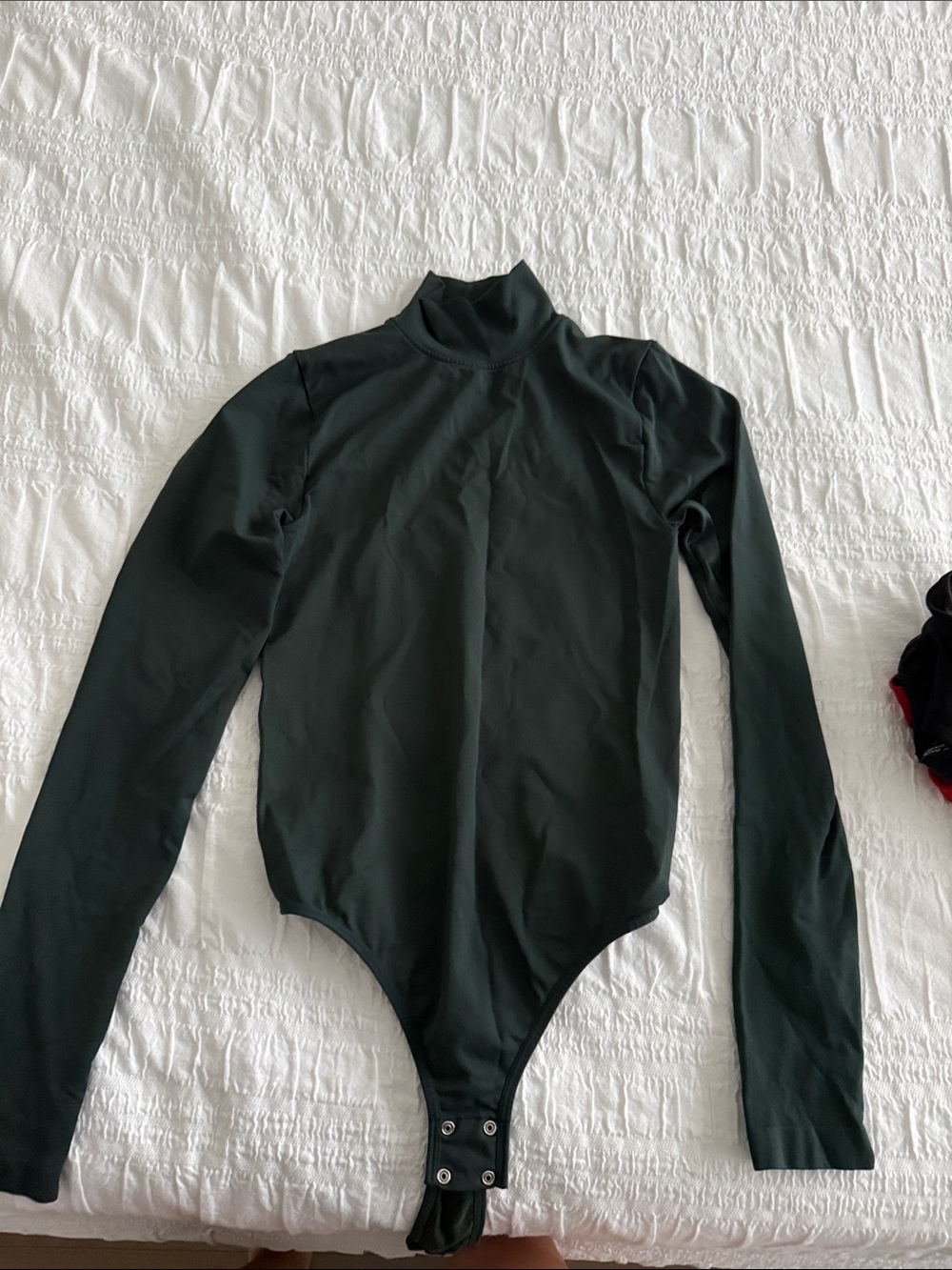 Dynamite Dark Green Mock Neck Long Sleeve Bodysuit